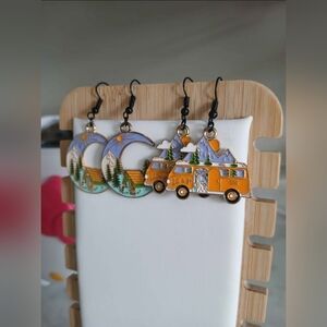 Camper Van Moon Earrings Jewlery Accessories Womens Girls